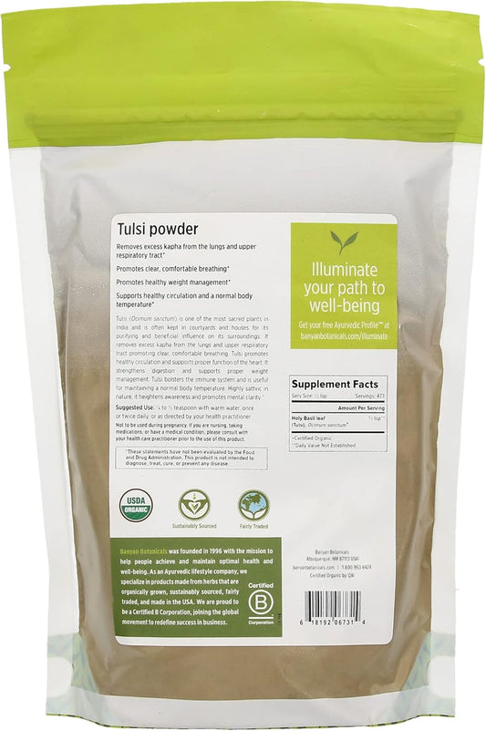 Banyan Botanicals Tulsi Powder, 1  - USDA Organic - Ocimum Sanctum - Holy Basil - Ayurvedic Adaptogen