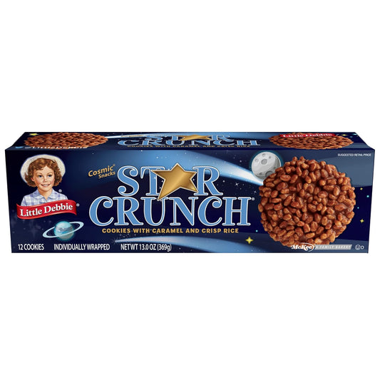 Little Debbie Star Crunch Cosmic Cookies, 96 Individually Wrapped Cookies (8 Boxes)