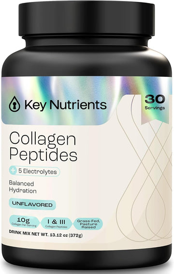 Key Nutrients Collagen Peptides Powder, Multi Collagen Peptides Powder, Collagen Powder Unflavored Electrolytes, Collagen Supplements, Collagen Peptides For Women, Collagen For Men (30 Servings)