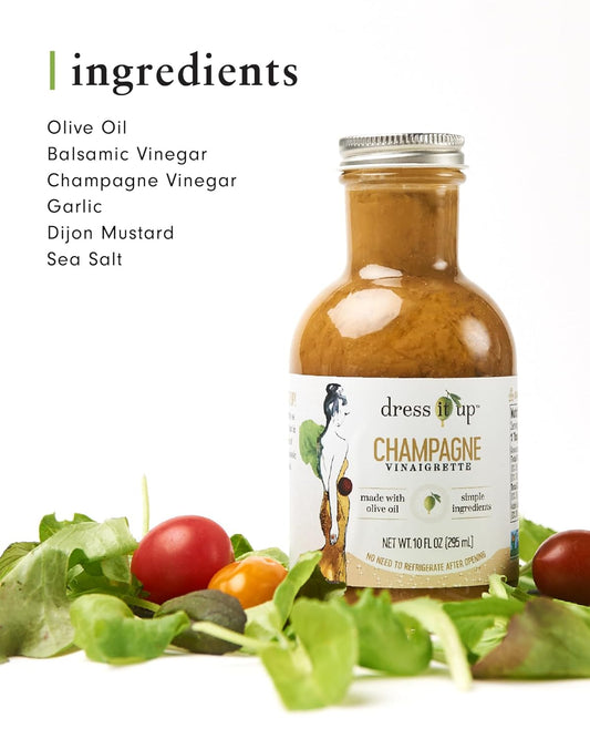 Dress It Up Salad Dressing, Champagne Vinaigrette, 2-10 oz Bottles - Clean, Healthy, Delicious, Gluten-Free, Paleo, Keto, Vegan, Versatile, Marinade