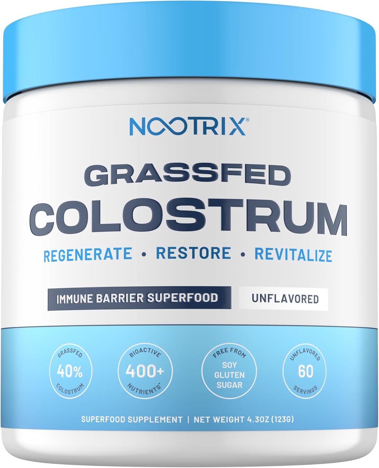 Grassfed Colostrum Supplement | Bovine Colostrum Powder Superfood, Supports Gut Health, Immunity, Muscle Recovery, Promotes Hair Growth & Radiant Skin, Sinus Health | Unflavored, 60 Servings