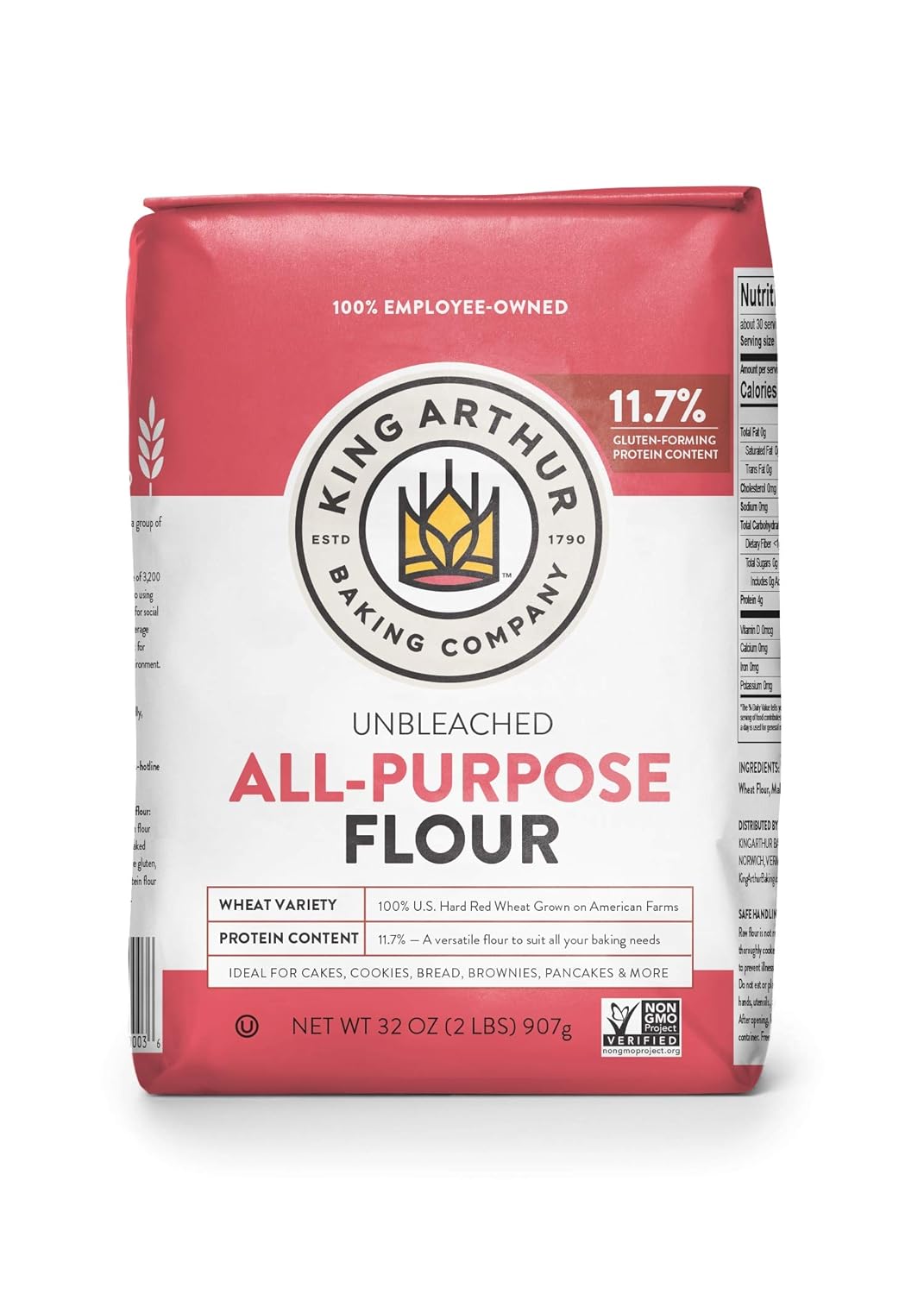 King Arthur, All Purpose Unbleached Flour, Non-GMO Project Verified, Certified Kosher, No Preservatives, 2 Pounds (Pack of 12)