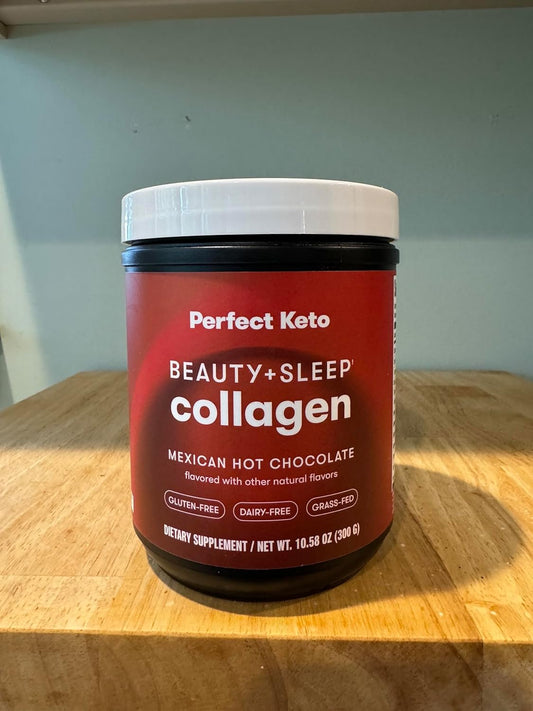 Perfect Keto Beauty + Sleep Grass Fed Collagen Peptides Protein Powder With Ashwagandha, Magnesium, Biotin, Hyaluronic Acid, L Theanine, Hair, Skin, Nails & Relaxation Support, Turmeric Coconut Latte