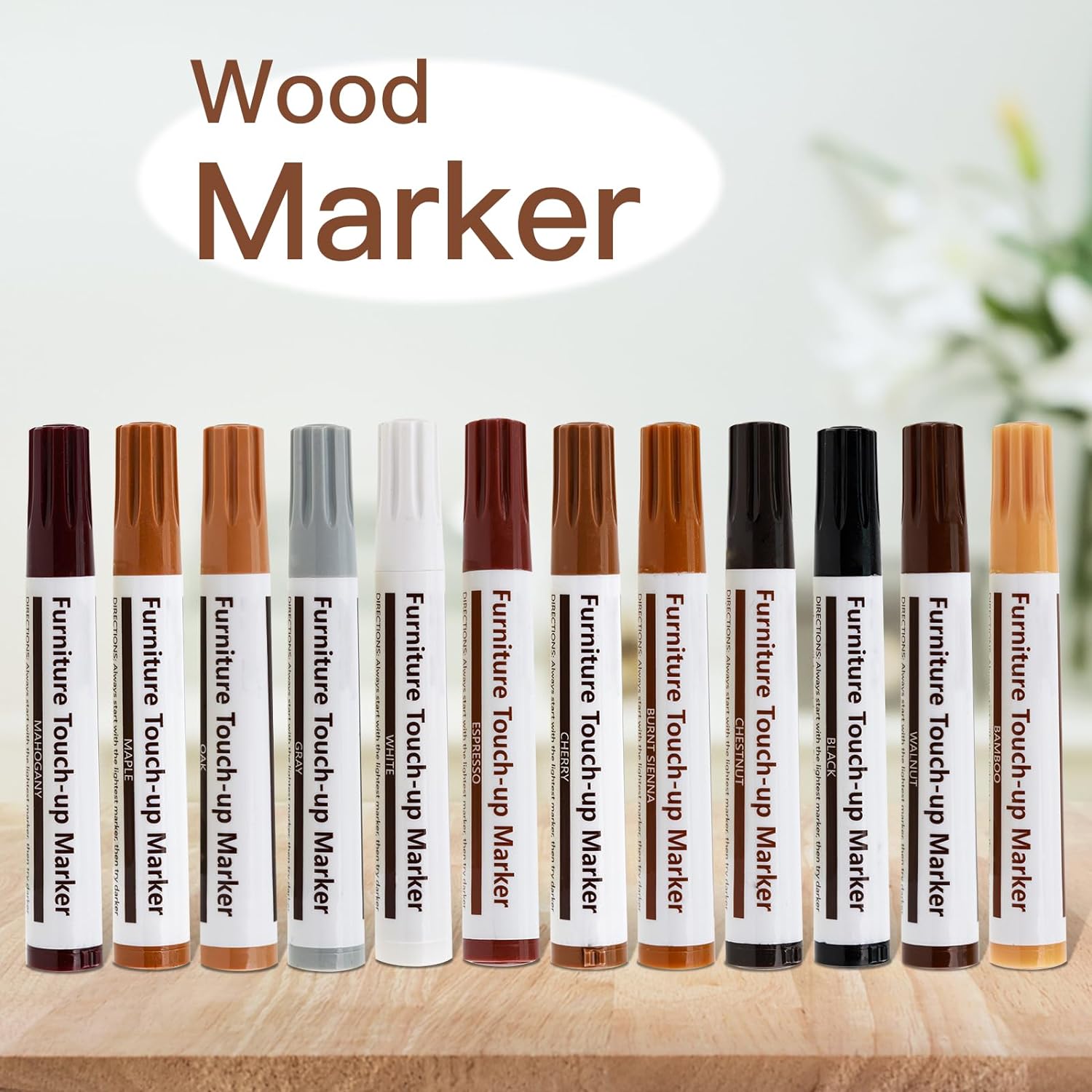 New Upgrade Furniture Pens for Touch Up, 12 Colors Wood Scratch Repair Markers, Professional Repair Tools for Stains, Scratches, Wood Floors, Tables, Bedposts : Health & Household