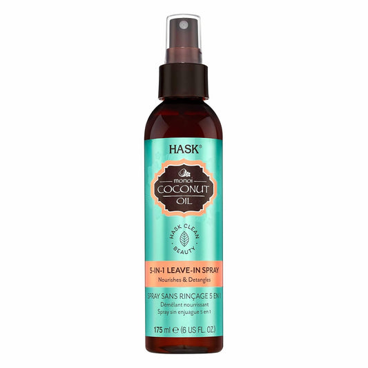 Hask Nourishing Coconut 5-In-1 Leave In Conditioner Spray For All Hair Types, Color Safe, Gluten Free, Sulfate Free, Paraben Free - 6 Fl Oz