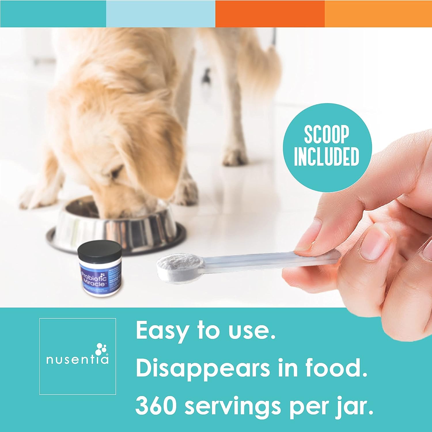 NUSENTIA Probiotics for Dogs -(360 Scoops)-Probiotic Miracle -Advanced, Species Specific Probiotics and Prebiotics to Stop Diarrhea, Loose Stool, and Yeast-Plus Immune Support : Pet Probiotic Nutritional Supplements : Pet Supplies