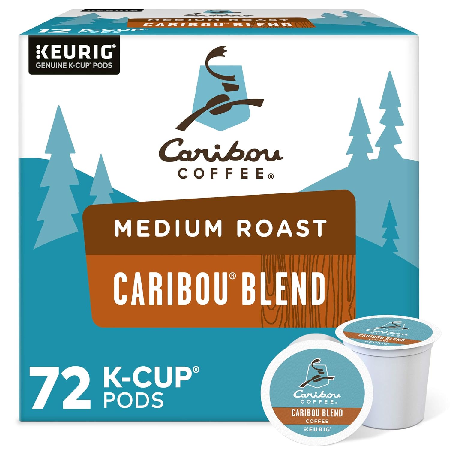 Caribou Coffee Caribou Blend Keurig Single-Serve K-Cup Pod, Medium Roast Coffee, 72 Count (6 Packs of 12)