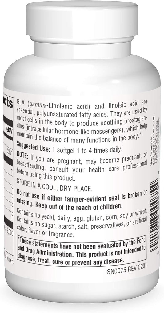 Source Naturals Evening Primrose Oil - Hexane-Free - 1350Mg - Gla Yield: 135 Mg - Cold-Pressed - 60 Softgels