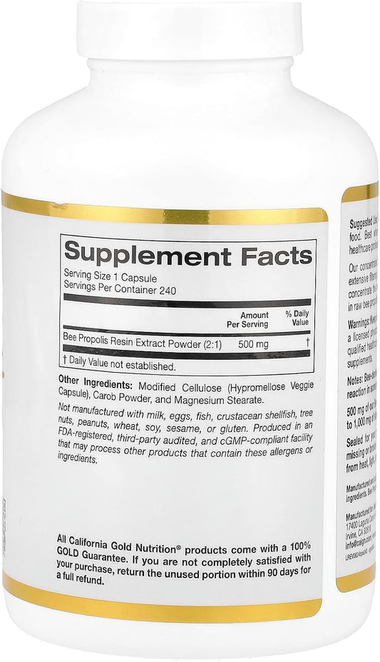 Bee Propolis 2X Potency, Concentrated Extract 500 Mg, Equivalent To 1000 Mg Of Natural Propolis, Support Immune Health & Vitality*, 90 Veggie Capsules, See 3Rd Party Test Results