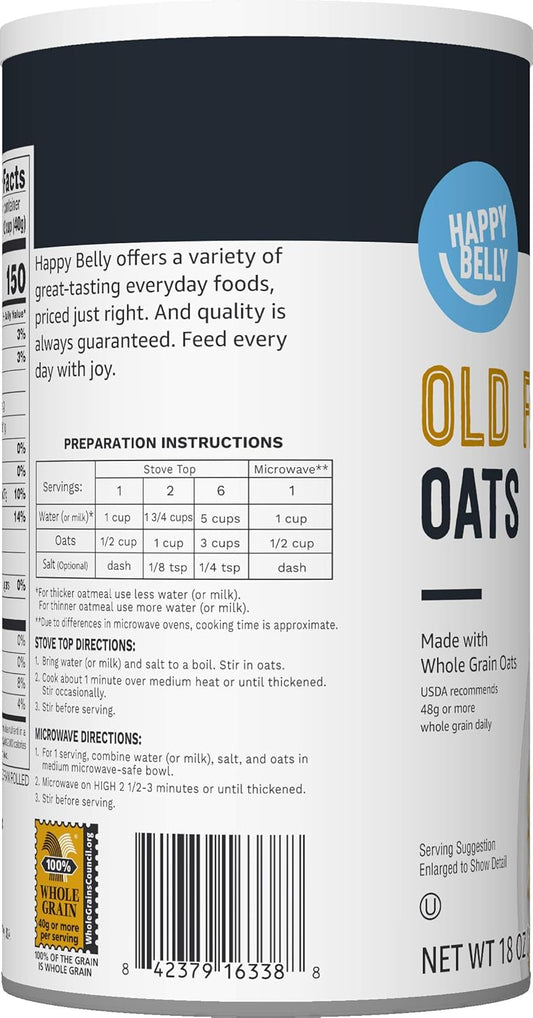 Amazon Brand - Happy Belly Old Fashioned Oats, 1.12 Pound (Pack Of 1)