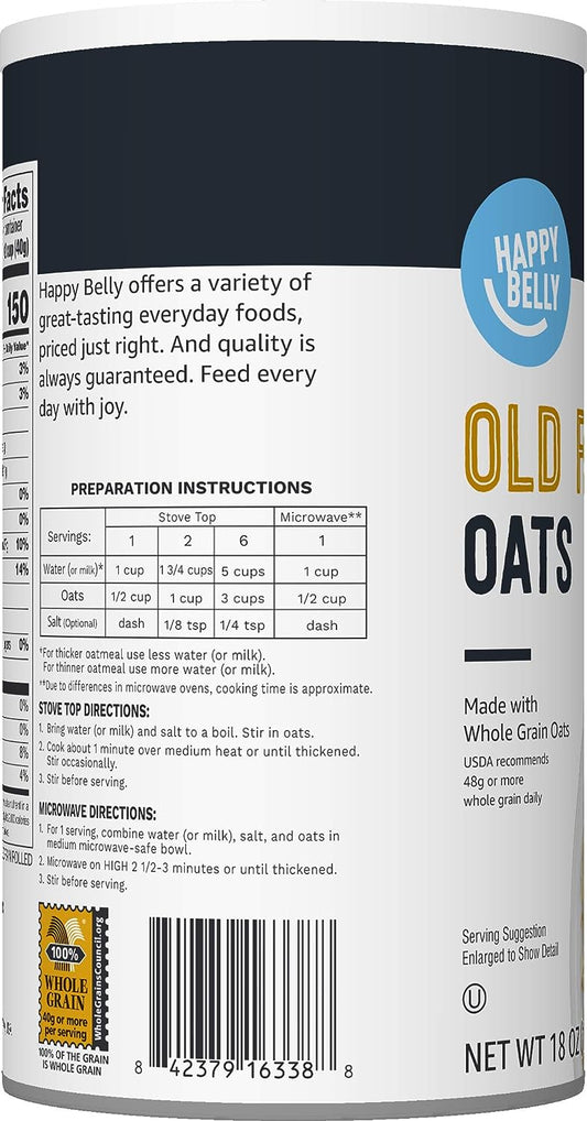 Amazon Brand - Happy Belly Old Fashioned Oats, 1.12 pound (Pack of 1)