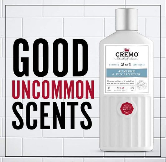 Cremo Barber Grade Juniper & Eucalyptus 2-in-1 Shampoo & Conditioner, 16 Fl Oz (2-Pack)