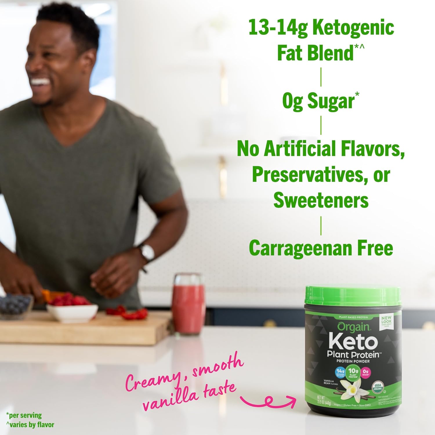 Orgain Organic Keto Vegan Protein Powder, Vanilla Bean - 10g Plant Bas