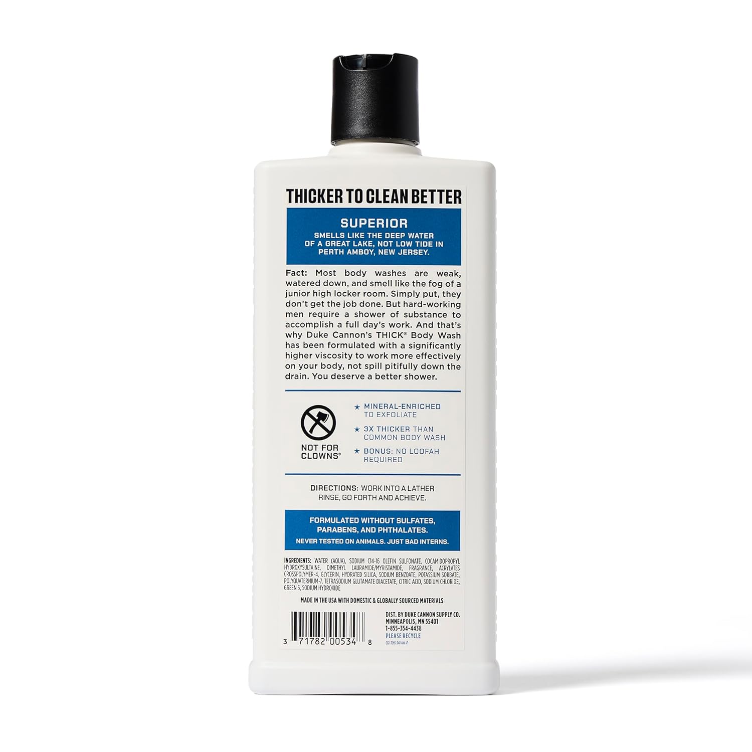 Duke Cannon Supply Co. Thick High Viscosity Body Wash - 3X Thicker, Plant-Based, Mineral-Enriched Body Wash For Men - Mens Body Scrub - Sawtooth, Bourbon, Midnight Swim & Superior : Beauty & Personal Care