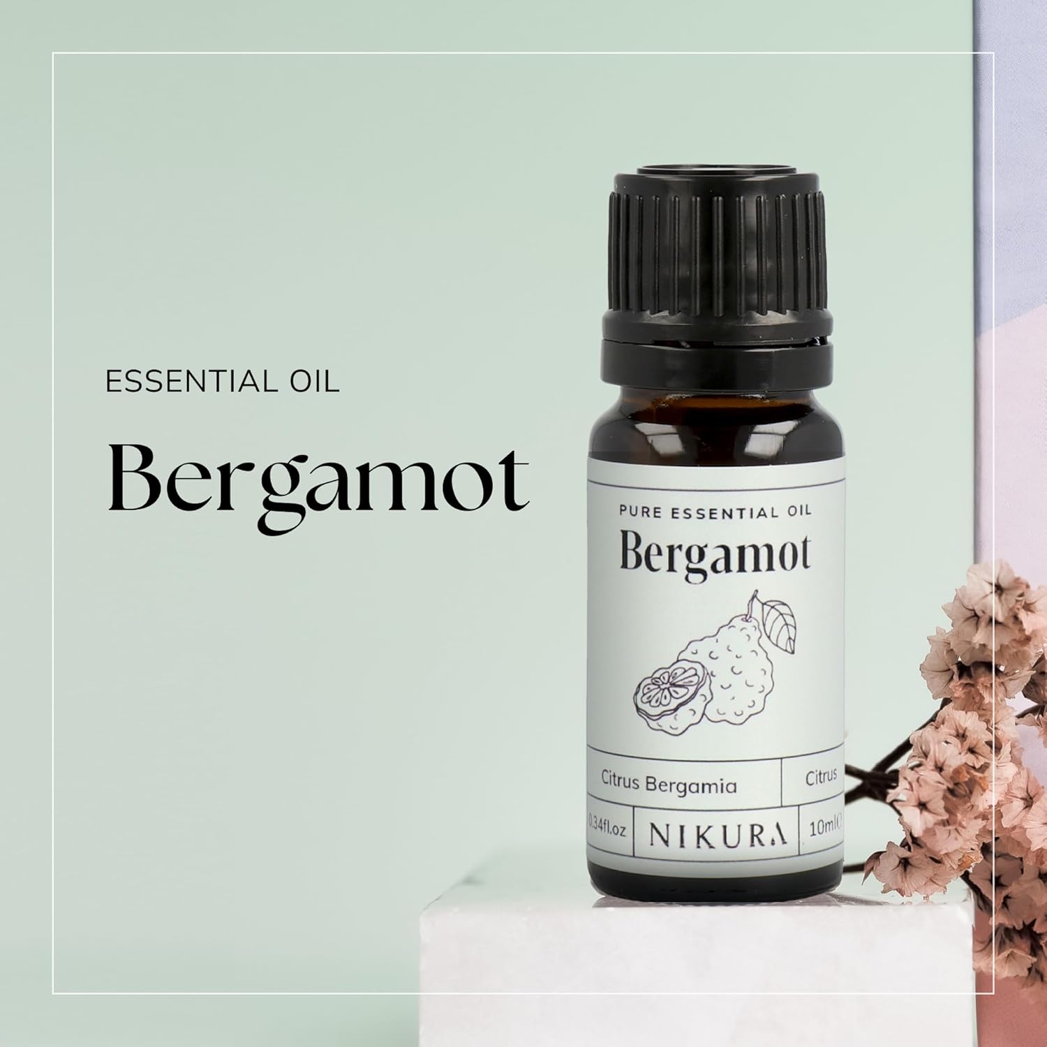 Nikura Bergamot Essential Oil - 50ml | 100% Pure Natural Oils | Perfect for Aromatherapy, Diffusers, Humidifier, Bath | Great for Self Care, Candle Making, Soap | Vegan & UK Made : Amazon.co.uk: Health & Personal Care