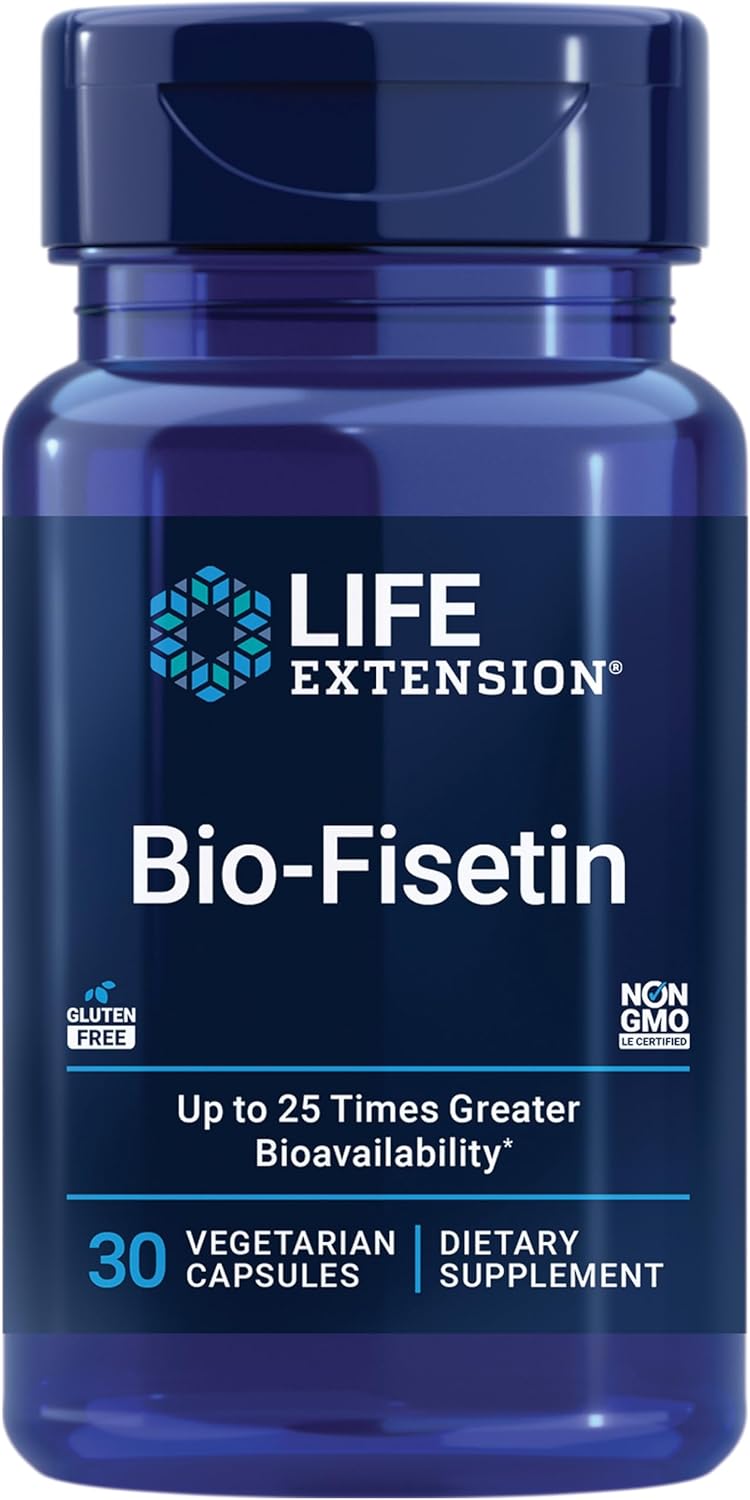 Life Extension Bio-Fisetin, Fisetin, Galactomannans From Fenugreek Seed, Cellular Health, Cognitive Health, Longevity, Gluten-Free, Vegetarian, Non-Gmo, 30 Vegetarian Capsules