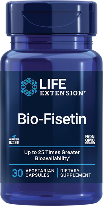 Life Extension Bio-Fisetin, Fisetin, Galactomannans From Fenugreek Seed, Cellular Health, Cognitive Health, Longevity, Gluten-Free, Vegetarian, Non-Gmo, 30 Vegetarian Capsules