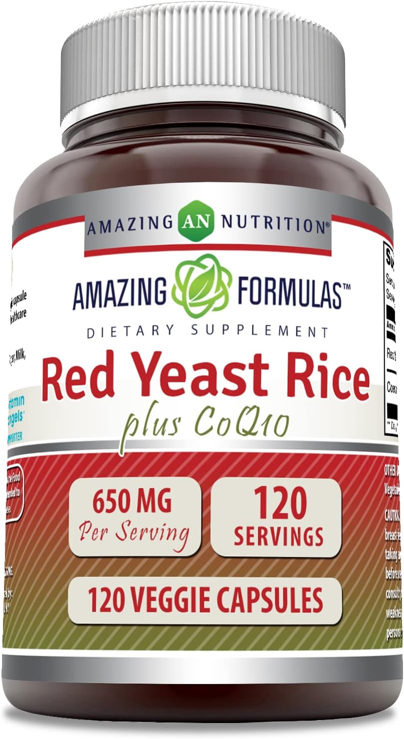 Amazing Formulas Red Yeast Rice 600 Mg Plus Co Q-10 50 Mg 120 Vegetarian Capsules
