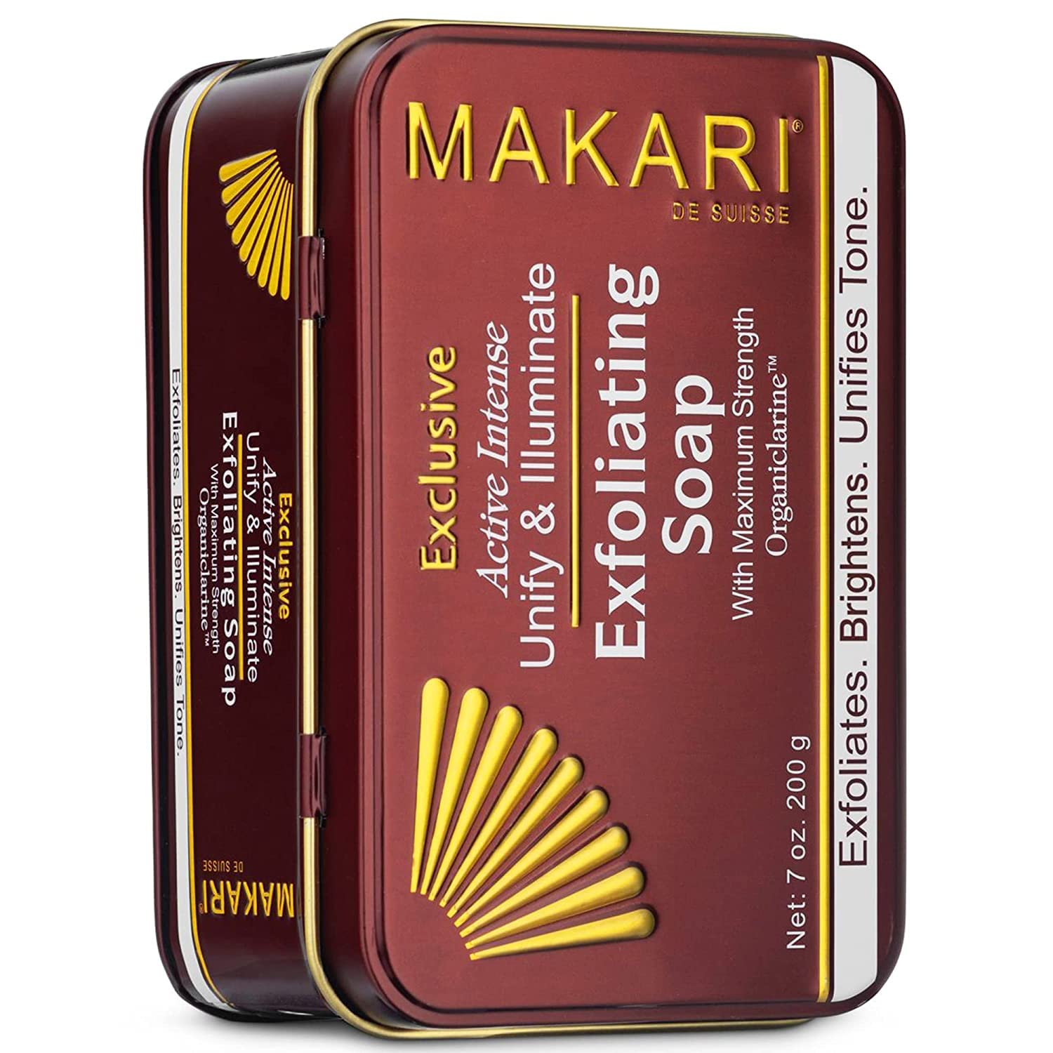 Makari Exclusive Active Intense Exfoliating Soap (7Oz) | Unify & Illuminate | Advanced Brightening Bar For Dark Spots And Blemishes | Exfoliates Dead Skin Cells And Helps Reveal Natural Skin Radiance