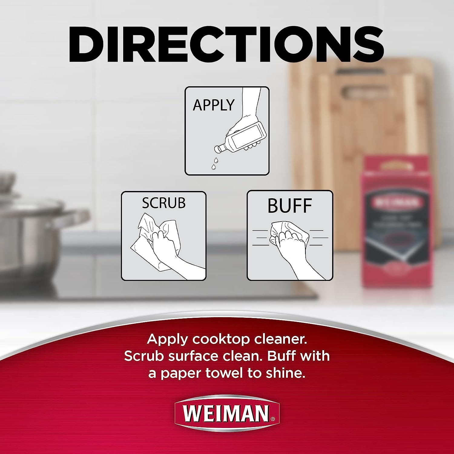 Weiman Cook Top Scrubbing Pads, 3 Count, 2 Pack Cuts Through the Toughest Stains - Scrubbing Pads Carefully Wipe Away Residue : Health & Household
