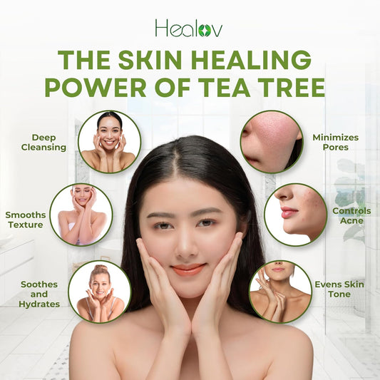 Tea Tree Face Wash – Natural Tea Tree Soap Exfoliating Facial Cleanser – Tea Tree Oil Fights Acne, Skin Irritation And Prevents Breakouts – Deeply Cleansing, Hydrating Liquid Soap For Calm Fresh Skin