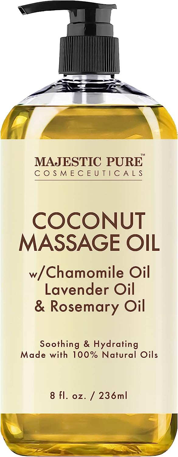 MAJESTIC PURE Coconut Massage Oil - Ultra-Glide Formula with Soothing