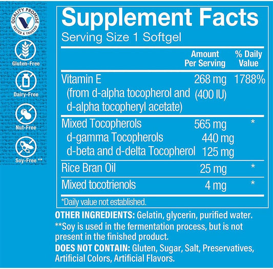 High Gamma Vitamin E - Supports Immune & Cardiovascular Health - 400 Iu (120 Softgels)