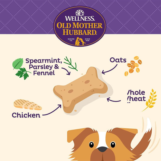 Old Mother Hubbard By Wellness Mother'S Solutions Minty Fresh Breath Natural Dog Treats, Crunchy Oven-Baked Biscuits, Ideal For Training, 20 Ounce Bag