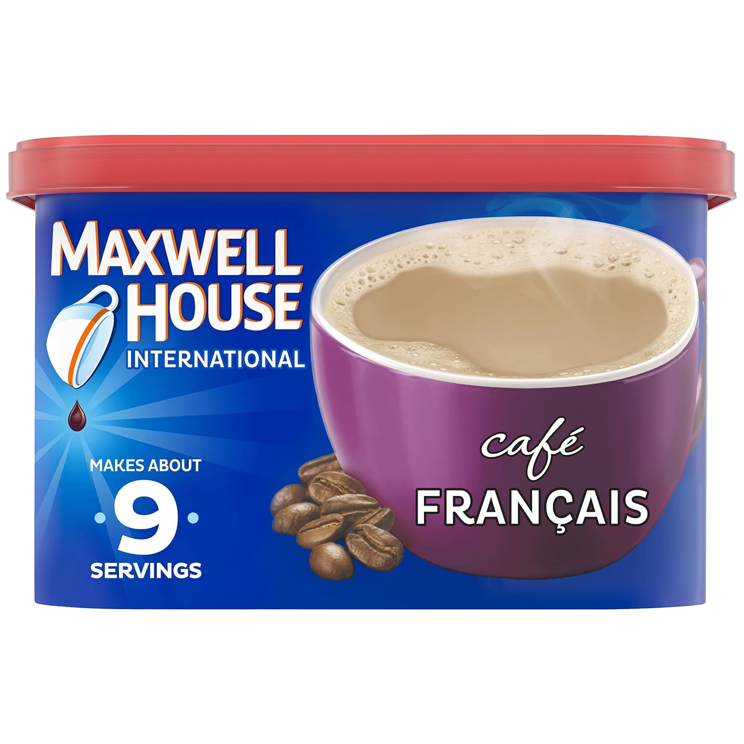 Maxwell House International Cafe Flavored Instant Coffee, Cafe Francais, 7.6 Ounce Canister