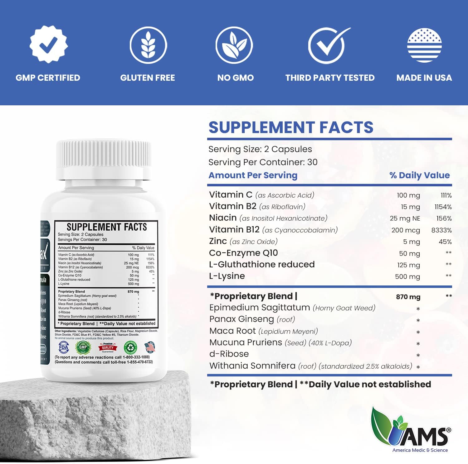 America Medic & Science Sperm Count Max (60 Capsules) | Male Fertility Supplement | Enhances Sperm Count And Reproductive Health | Prenatal Vitamins For Men | With Zinc, Coq10, Vitamin C, B2, And B12 : Health & Household