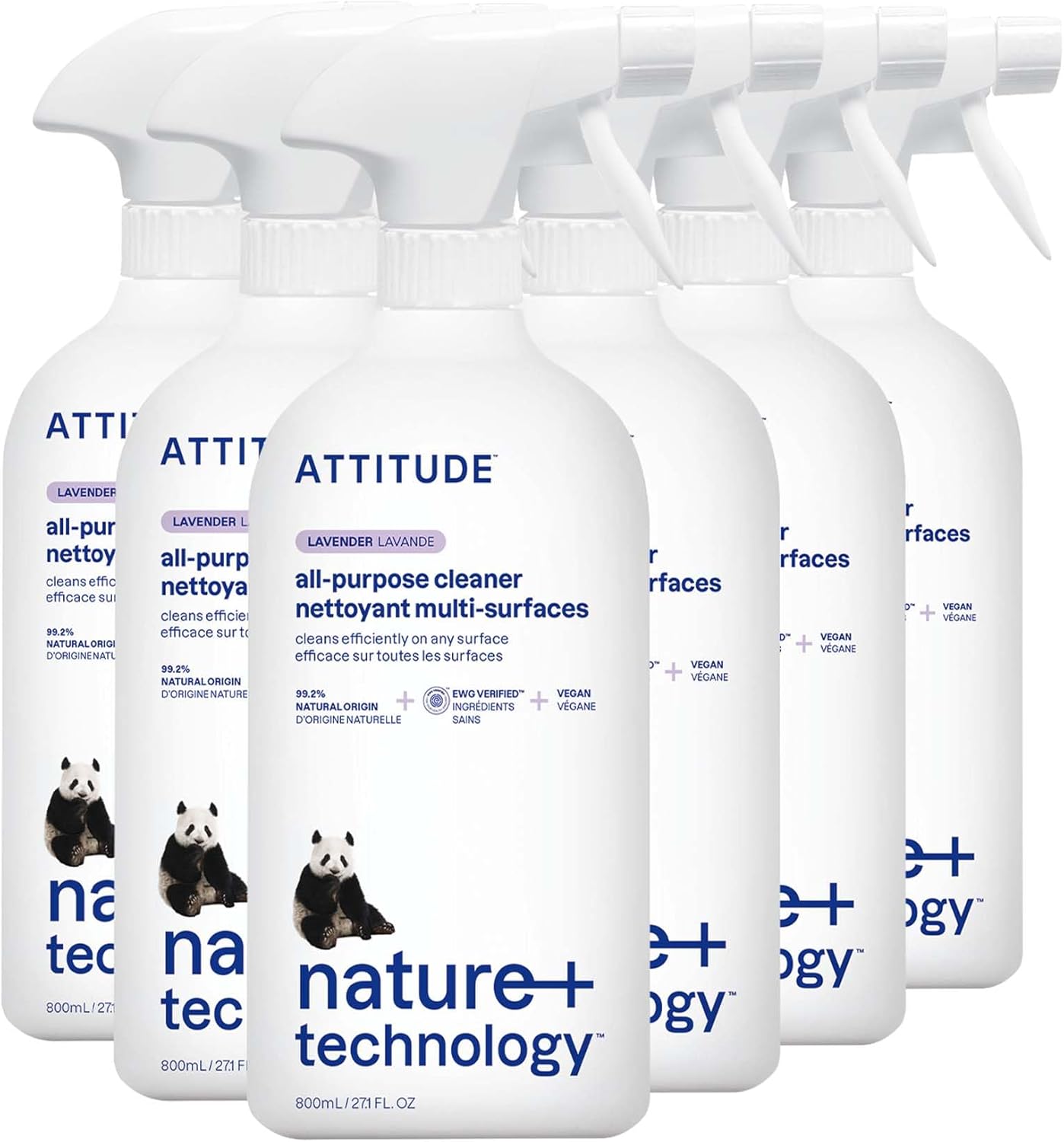 Attitude All Purpose Cleaner, Ewg Verified Multi-Surface Products, Vegan, Naturally Derived Multipurpose Cleaning Spray, Lavender, 27.1 Fl Oz (Pack Of 6)