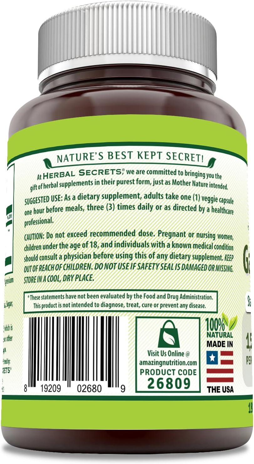 Herbal Secrets Garcinia Extract Supplement |1500 Milligrams | 180 Veggie Capsules | Non-GMO | Gluten-Free | Made in USA : Health & Household