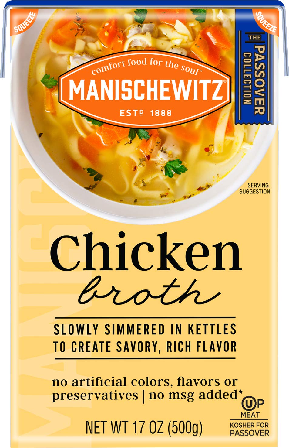 Manischewitz Chicken Broth 17oz, Flavorful, Kettle Cooked, Slowly Simmered, Kosher for Passover : Grocery & Gourmet Food