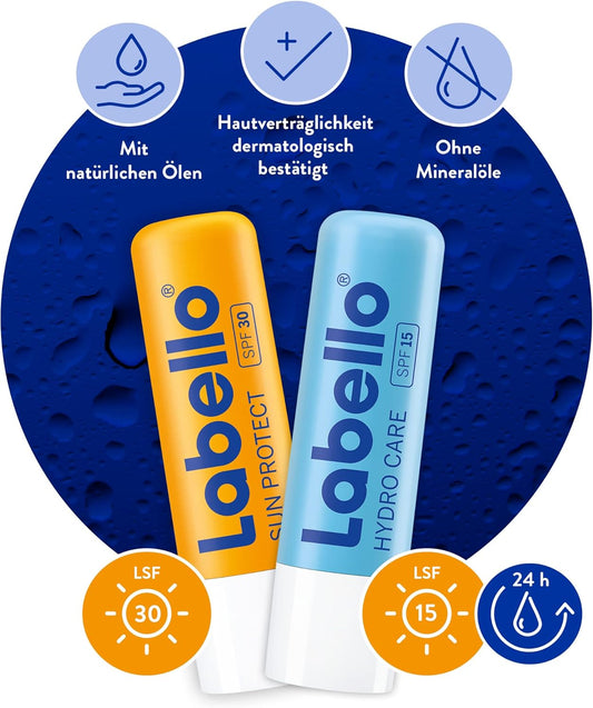Labello Sun Protect Im 4Er Pack (4 X 4,8 G), Wasserfester Lippenpflegestift Mit Sonnenschutz (Lsf 30), Lippenpflege Ohne Mineralöle