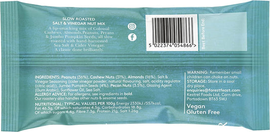Forest Feast Slow Roasted Salt & Vinegar Nut Mix 12 X 40G | Sea Salt & Cider Vinegar Roasted Nut Mix With Cashews, Almonds, Peanuts, Pecans & Pumpkin Seeds | Vegan Snack