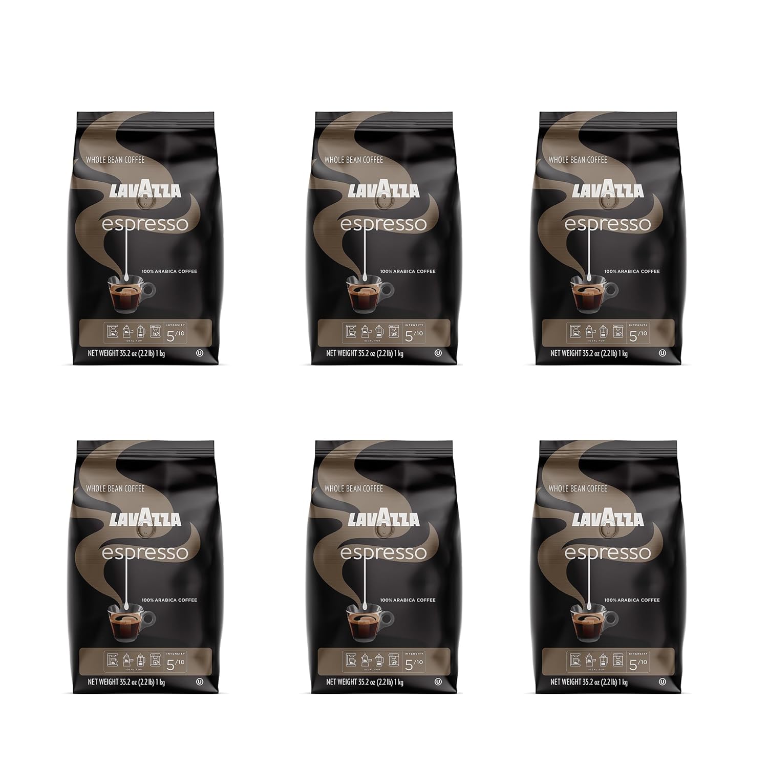 Lavazza Espresso Whole Bean Coffee Blend, Medium Roast, 2.2 Pound Bag (Case of 6 Bags) – Packaging May Vary