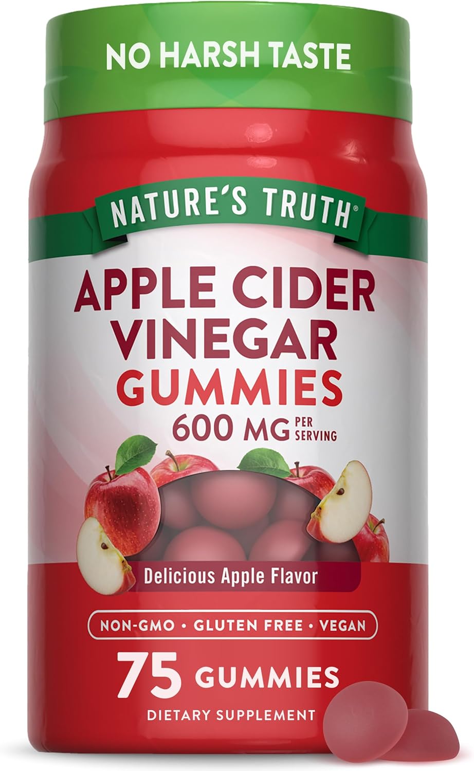 Nature'S Truth Apple Cider Vinegar Gummies | 600 Mg | 75 Gummies | Apple Flavor | Vegan, Non-Gmo, Gluten Free Supplement