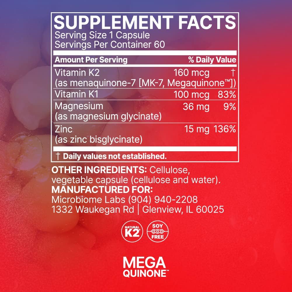 Microbiome Labs MegaPre Prebiotic to Support Digestion & Gut Barrier (180 Capsules) + MegaQuinone K2-7 Complete Vitamin K Supplement with Magnesium, Zinc (60 Capsules) - 2 Product Bundle : Health & Household