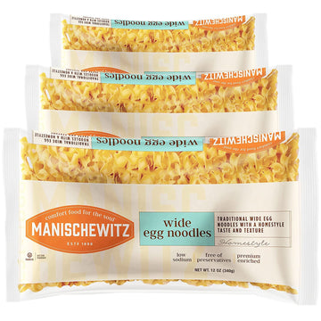 Manischewitz Traditional Extra Wide Egg Noodles 12oz (3 Pack), Homestyle Taste & Texture, Premium Enriched, Low Sodium, No Preservatives