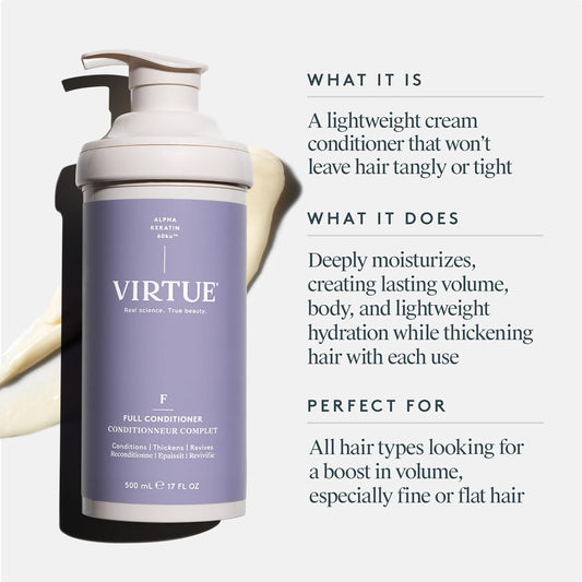 Virtue Full Volumizing Conditioner Thickens Hair, Safe For All Hair Types, Sulfate Free, Color Safe