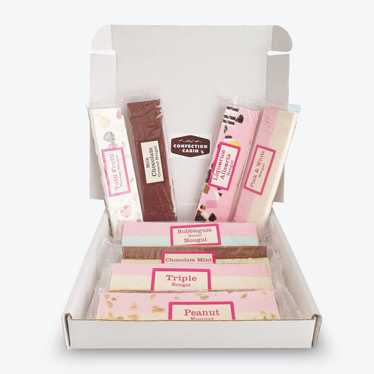 Nougat Gift Box | Selection Of 8 Bars | Individually Wrapped Nougat Sweets 130 G Each | Nostalgic Gift For All Ages (8 Bars, 7 Flavours)