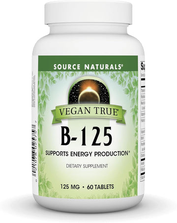 Source Naturals Vegan True B-125, Supports Energy Production*, 125 Mg - 60 Tablets