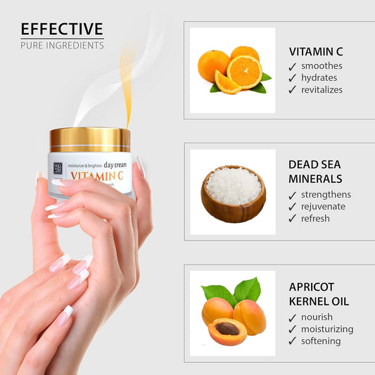 Dead Sea Collection Day Cream For Face With Vitamin C And Dead Sea Minerals - Nourishing Skin Care Moisturizer To Reduce Wrinkles (1.69 Fl. Oz)