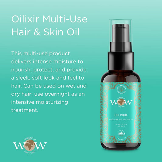 Mks Eco Wow Oilixir Multi-Use Hair & Skin Oil, Halcyon Scent - 2 Fl Oz - Free From Silicones, Sulfate Cleansers, Parabens, Gluten, Mineral Oil & Petrolatum - Vegan, Cruelty Free