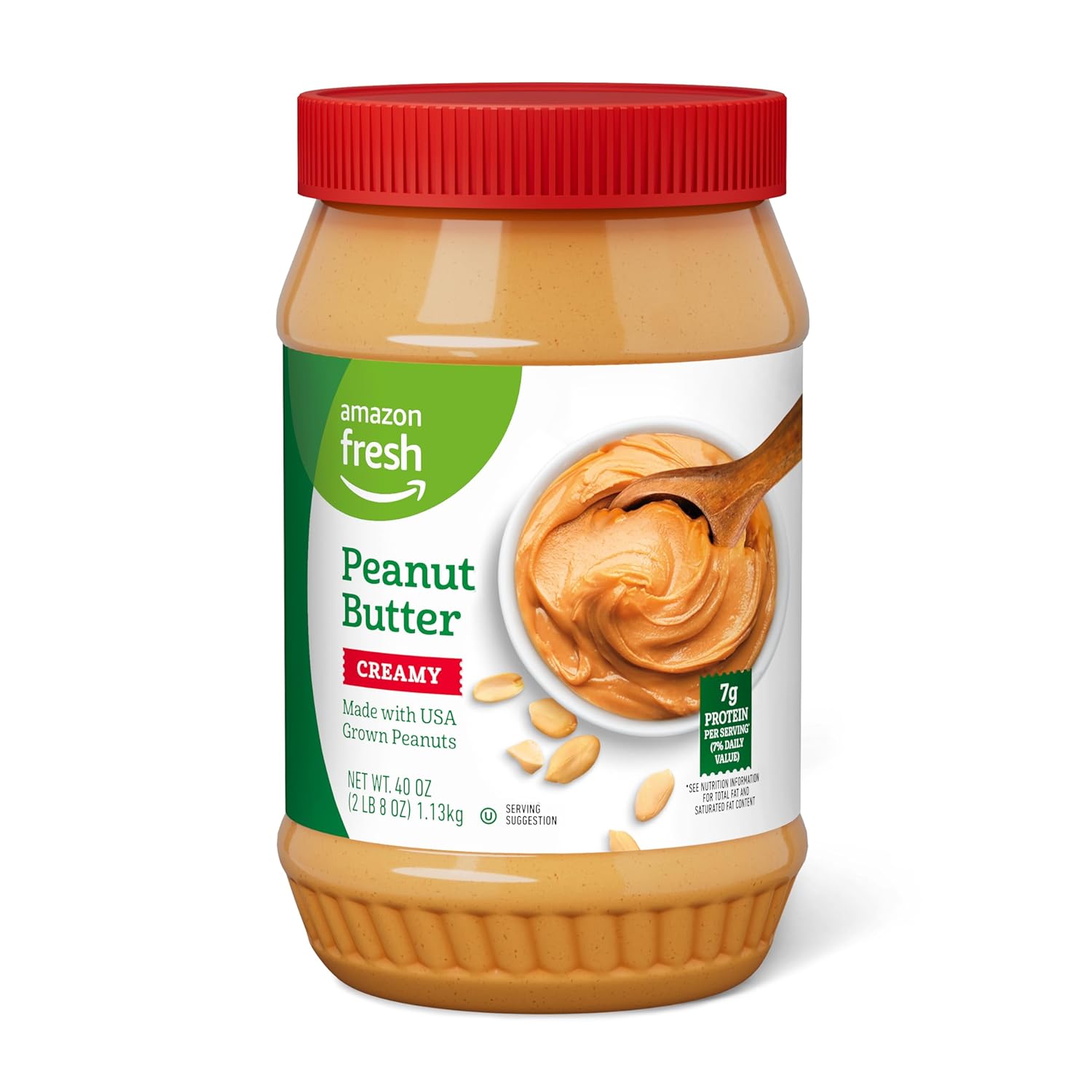 Amazon Fresh, Creamy Peanut Butter, 40 Oz (Previously Happy Belly, Packaging May Vary)