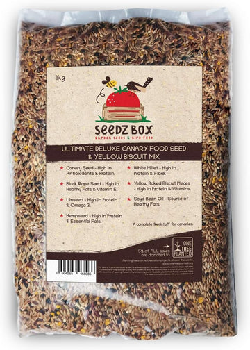 Canary Seed Food 1kg - Seedzbox Deluxe Canary Bird Feed Mix - Complete Foodstuff for Canaries - Donation to OneTreePlanted?PA469