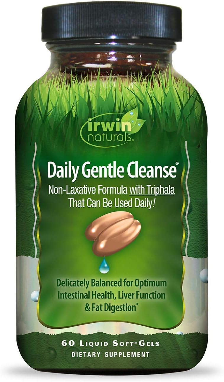Irwin Naturals Daily Gentle Cleanse - Non-Laxative Formula With Triphala - 60 Liquid Softgels