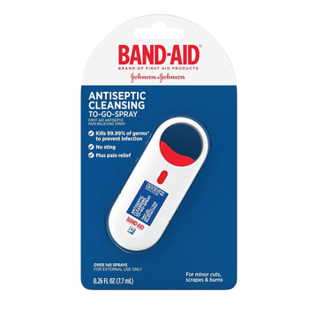 Band-Aid Brand Antiseptic Cleansing To-Go-Spray, First Aid Antiseptic Spray Relieves Pain & Kills Germs Anywhere, Benzalkonium Cl Antiseptic & Pramoxine Hcl Topical Analgesic, 26 Fl. Oz