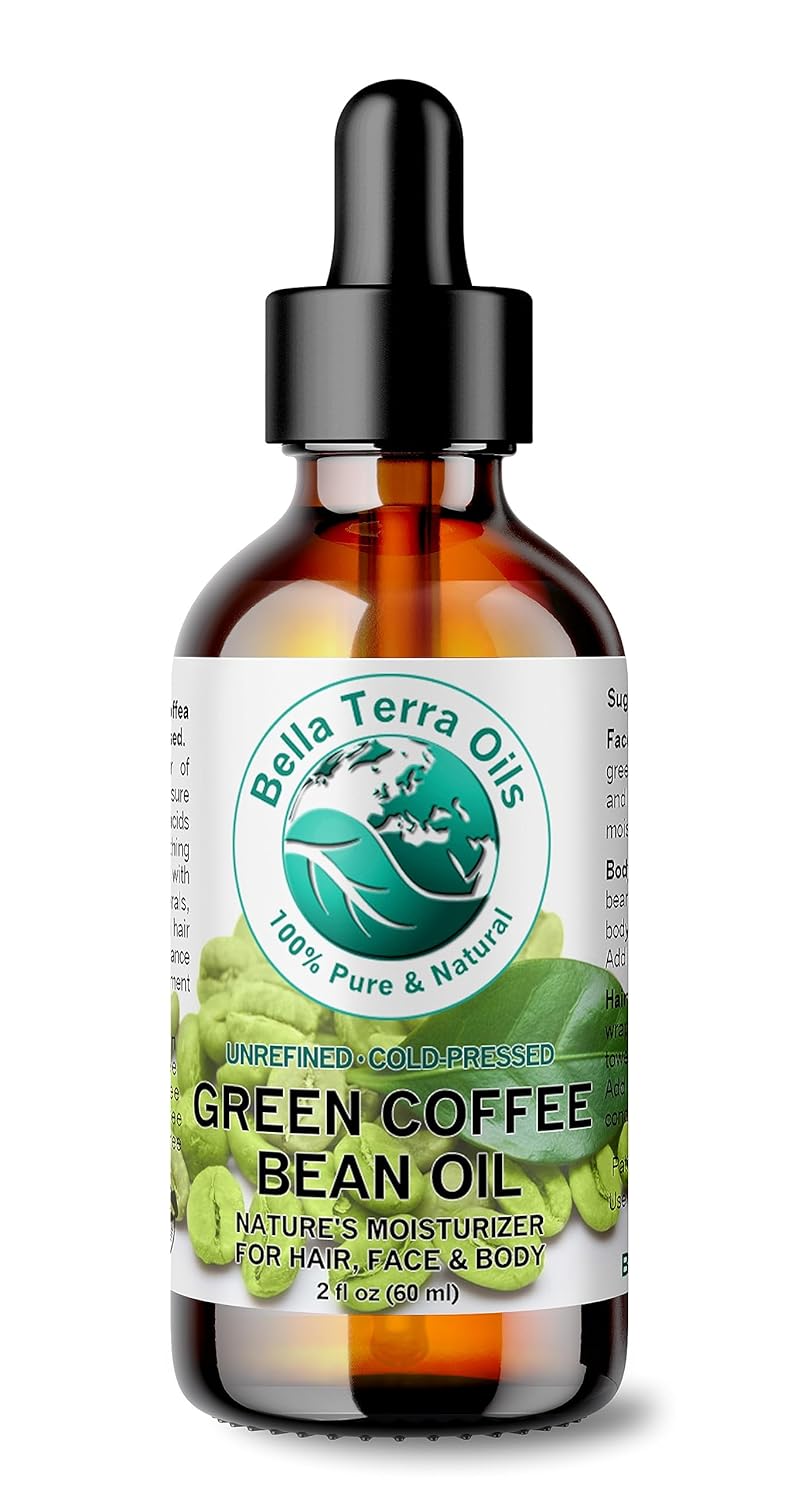 Bella Terra Oils - Green Coffee Bean Oil 2 oz - Packed with Chlorogenic Acid & Ferulic Acid, Abundant Essential Fatty Acids, Pure Coffee Bean Extract Essence