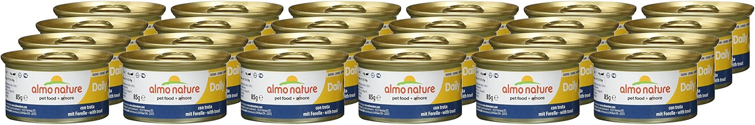 almo nature Daily Chunks with Trout -Grain Free-(Pack of 24 x 85g Tins) :Pet Supplies